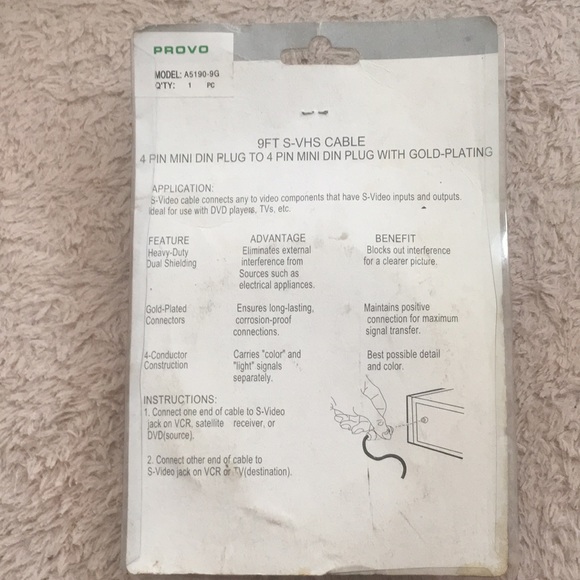 S-VHS CABLE 9 Foot 4 Pin Premier Performance Series - Picture 2 of 6